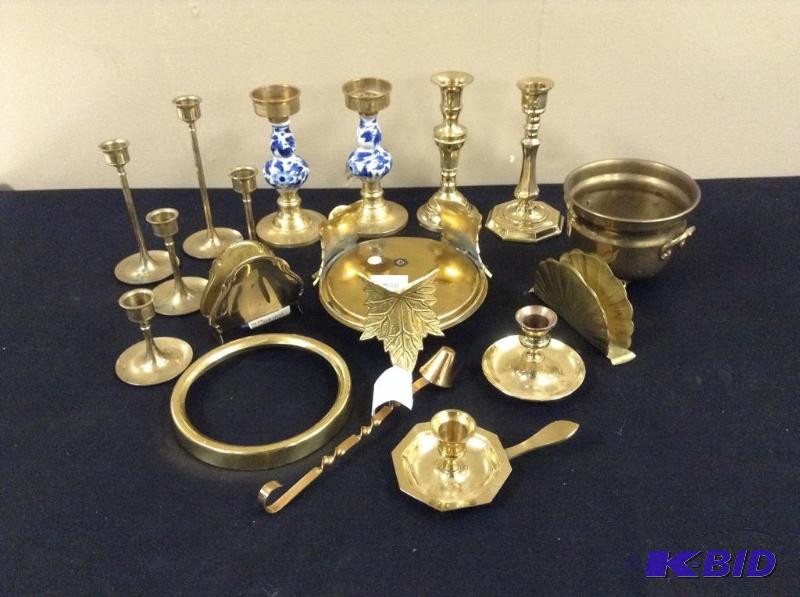 Array of Brass Candle Holders & Containers