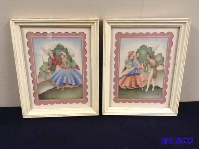 Pair Vintage Framed Sandre Prints
