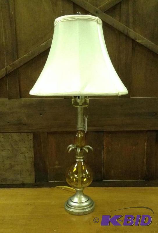 Brass & Yellow Glass Table Lamp