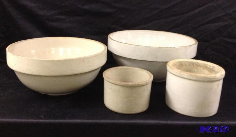lot 126 image: Stoneware Band Bowl & Crocks