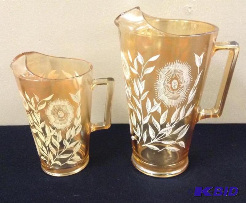 lot 135 image: 2 Marigold Floral Water Pitchers