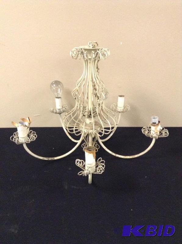 lot 142 image: Vintage White Metal Chandelier
