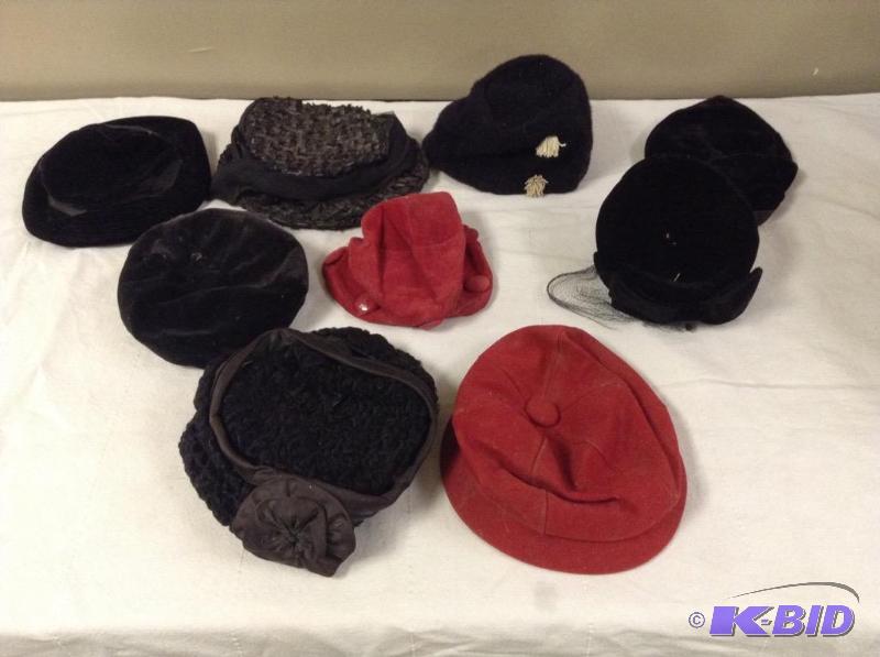 lot 70 image: 9 Vintage Ladies Hats