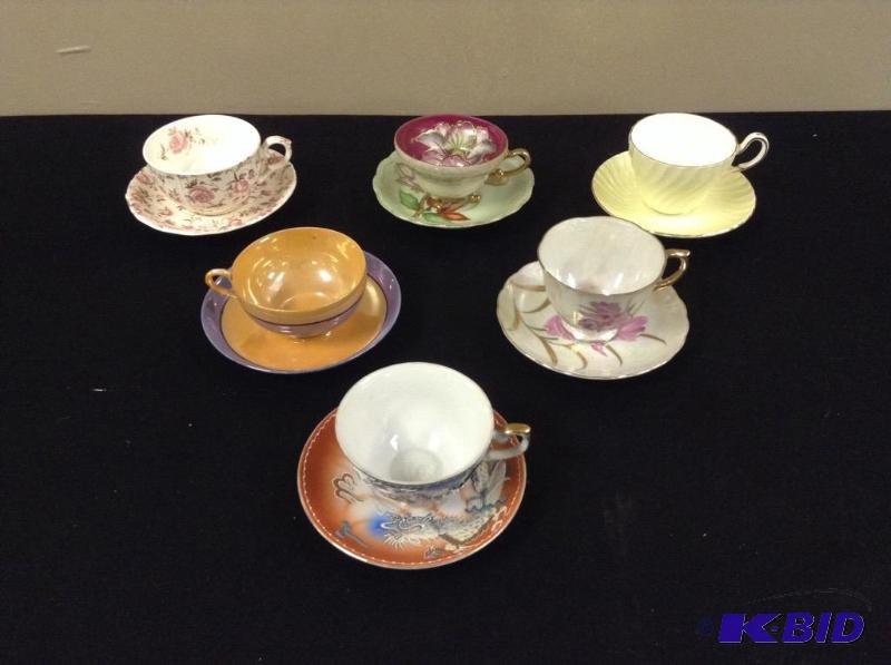 lot 75 image: 6 Pretty China Tea Cups & Saucers