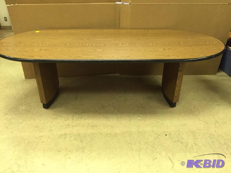 Large Wood Grain Laminate Oval Conference Table