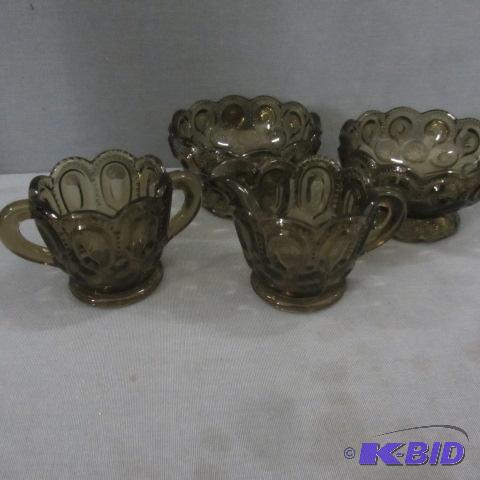 lot 23 image: Smoked Glass Cream & Sugar