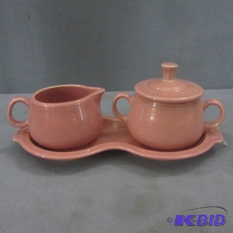 lot 24 image: Pink Fiesta Cream & Sugar