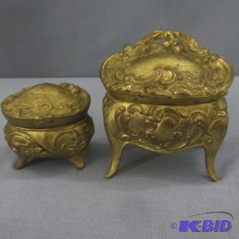 lot 35 image: Fancy Metal Dresser Boxes