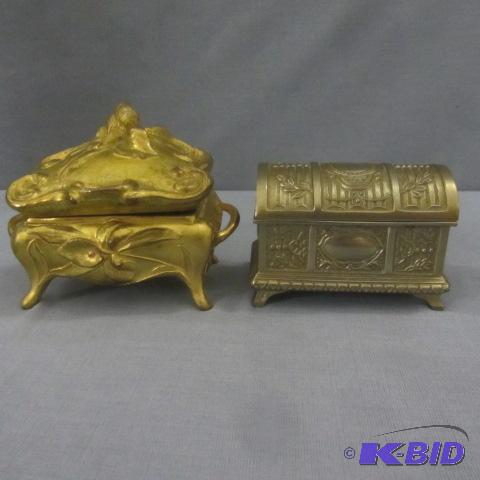 lot 36 image: Fancy Metal Dresser Boxes