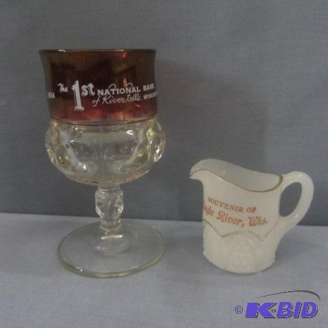 lot 39 image: Ruby Flash Stemware, Milk Glass