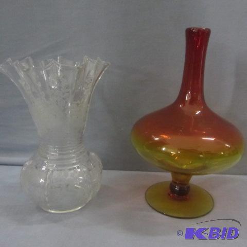 lot 50 image: Etched & Amberina Vases