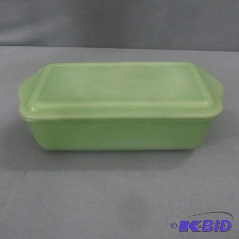 lot 53 image: Jadeite Fire King Loaf Pan