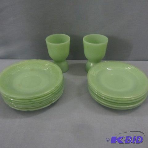 lot 55 image: Jadeite Egg Cups, Saucers
