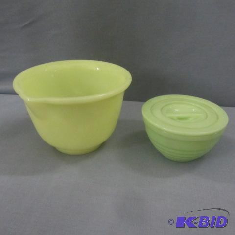 lot 56 image: Jadeite Grease Bowl, Mixing Bowl