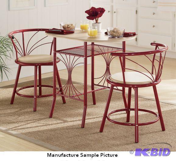 Three Piece Red Bistro Set - Has a sleek desi...