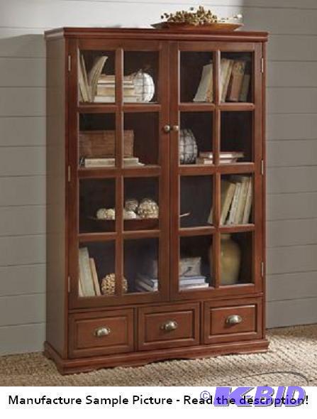 Saunders Glass Front Cabinet - Dark Oak - Fra...
