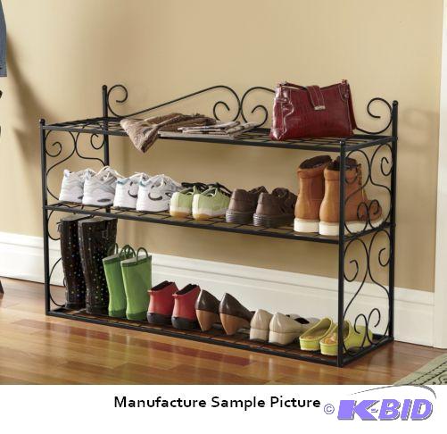 Black Metal Scroll Shoe Rack - Scroll Shoe Ra...