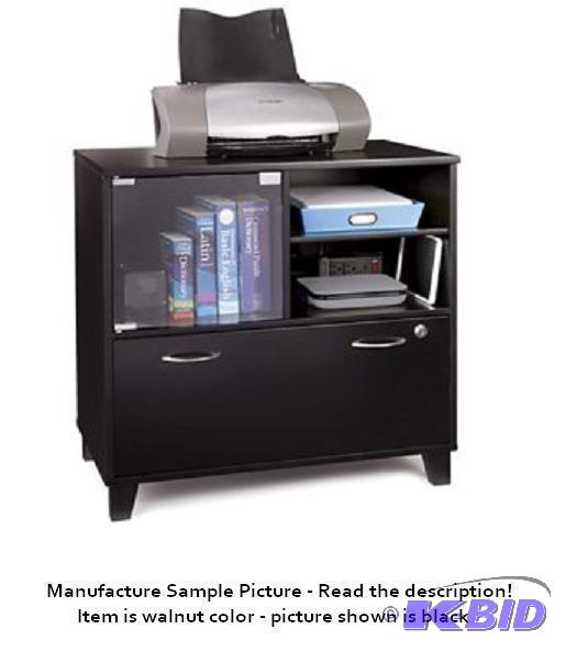 Locking File Cabinet - Item is walnut color -...