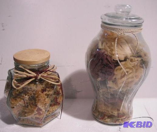 lot 21 image: Lot of 2 Glass Jars - Largest is 13" tal...
