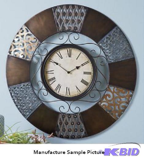 lot 5 image: Sacramento Scroll Metal Wall Clock - Surround...