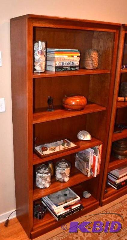 lot 27 image: wood Bookshelf, contents not included 72"...