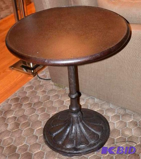 lot 6 image: Restoration Hardware table with metal cast i...