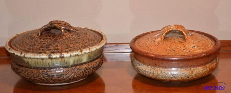 lot 63 image: 2 beautiful potter bowls, 1 by Hannah ( 8 34...