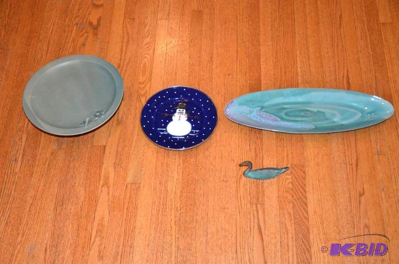 lot 78 image: green pottered plate 6 12&quotx19 12"...