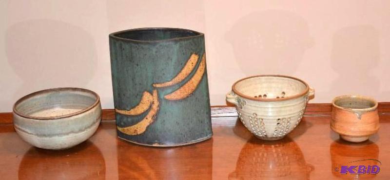 lot 81 image: hand made pottery bowls 3 12", 6",...