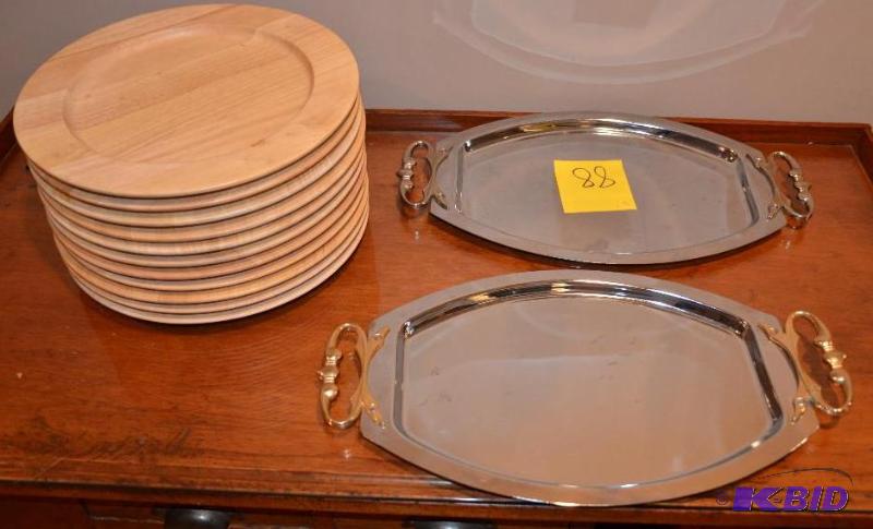 lot 88 image: Two Kromex metal platters 10x18" & 1...