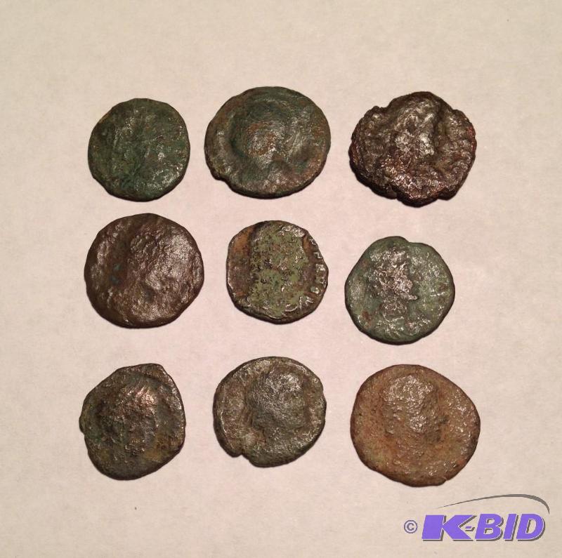 Lot of 9 Ancient Roman 1500 Year Old Coins Mixed RulersTypes