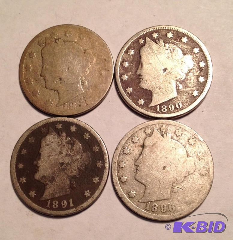 Lot of 4 Better Date Liberty Heads 1888, 1890, 1891,1896