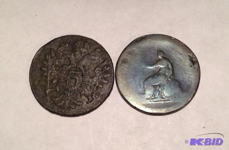 1800 Austria 3 Kruezer and 1806 Great Britain  Penny