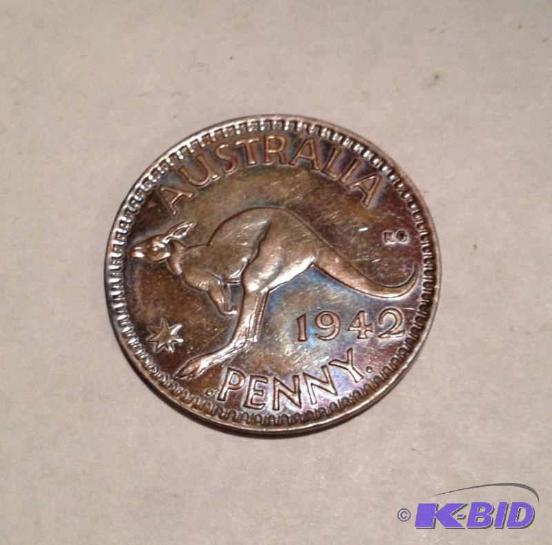 1942 Australia Large Cent Nice Rainbow Color