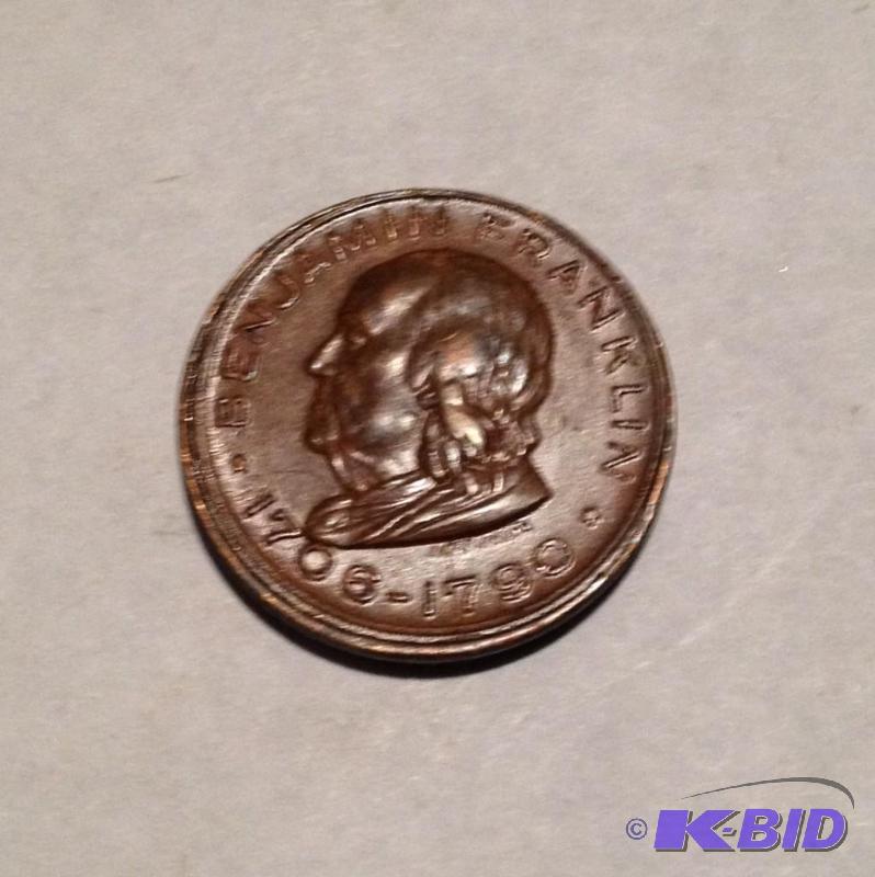 1706-1790 Dated Benjamin Franklin Memorial Coin Nice BU