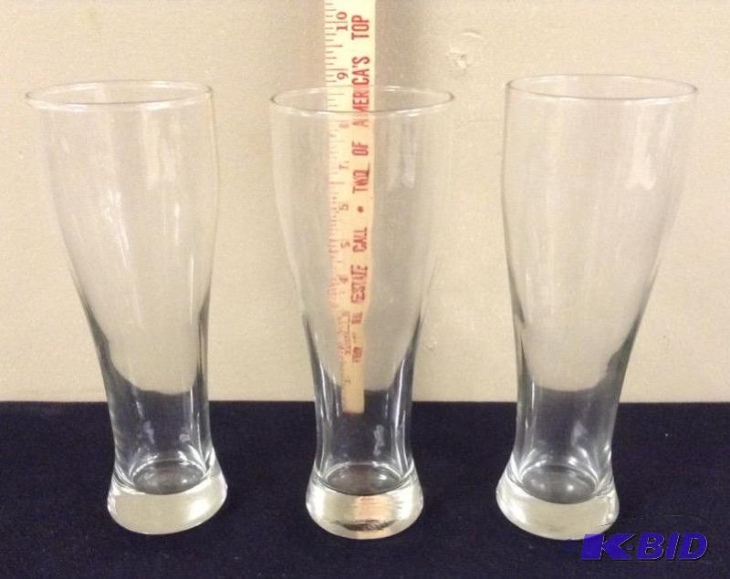 3 Tall Clear Beer Glasses