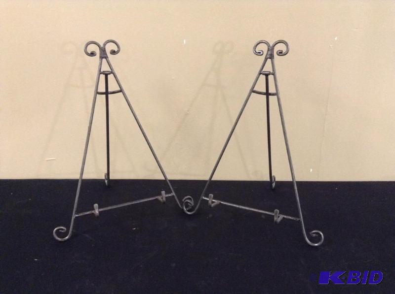 2 Black Metal Decorative Easel Stands