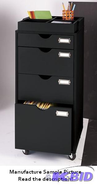 Four Drawer Rolling Filling Cabinet - Black -...