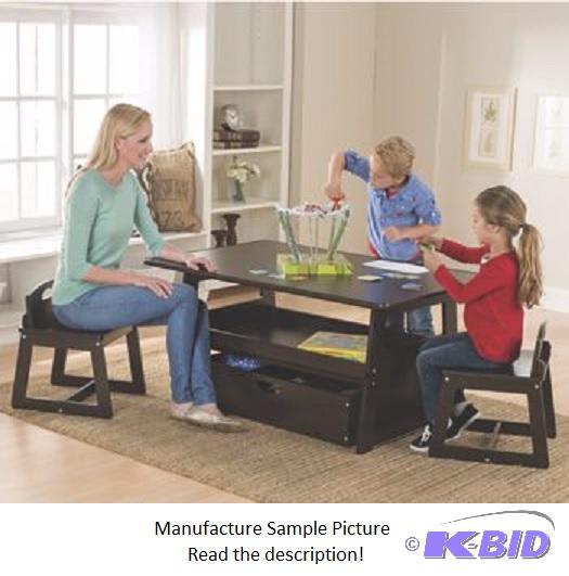 Height Adjustable 2-in-1 Family Game Table an...