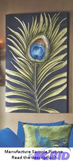 lot 10 image: Peacock Feather Canvas Art - Even singly, a p...