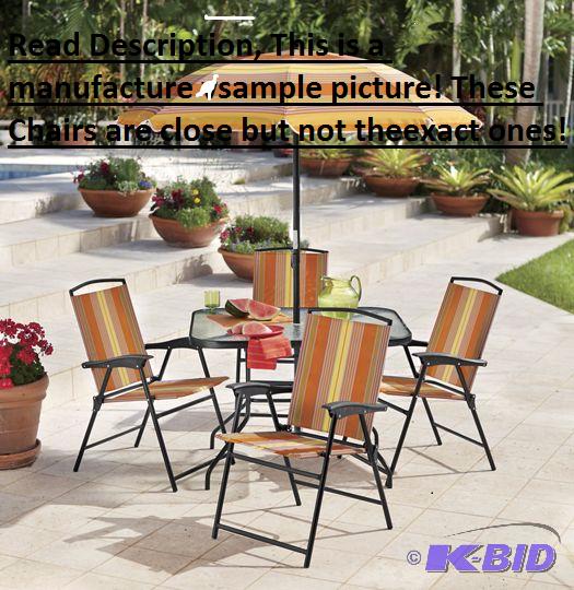 lot 64 image: Set of 4 Rio Creation Striped Folding Chairs ...
