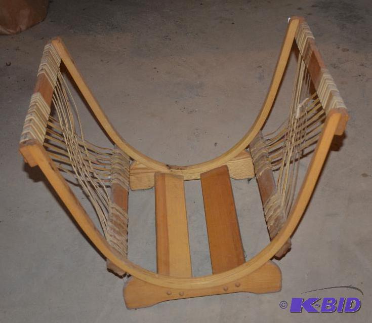 lot 110 image: Wood with leather strings rack for fire wood ...