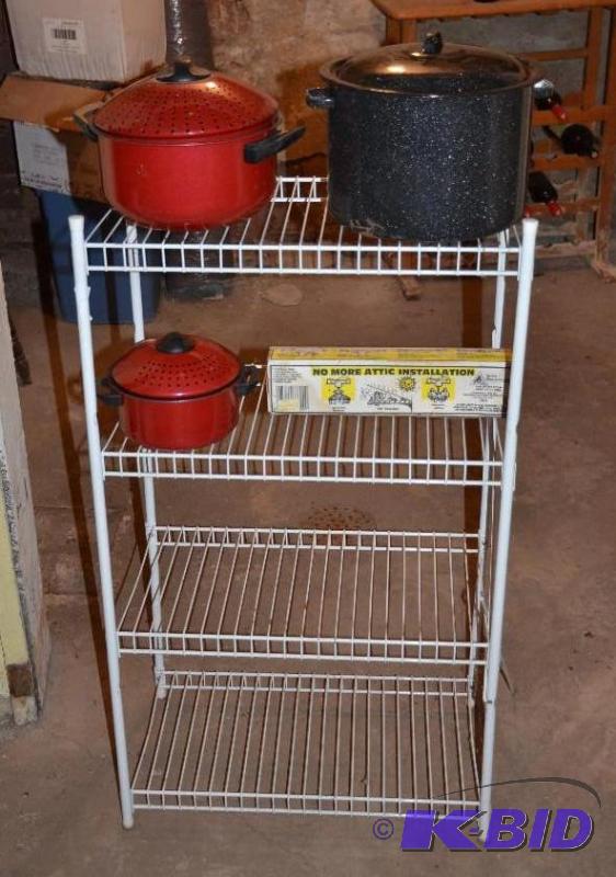 lot 112 image: metal Rack 24x36" with 3 pots...