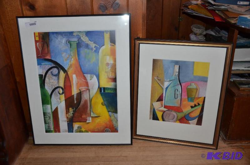 lot 115 image: Signed modern framed art, two pieces - 20x25,...