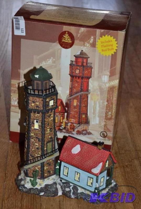 lot 122 image: porcelain lighted lighthouse includes flashin...
