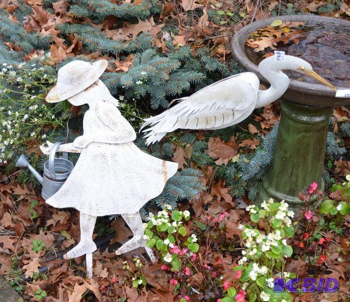 lot 131 image: Metal lawn ornamatents girl & bird 28&quo...