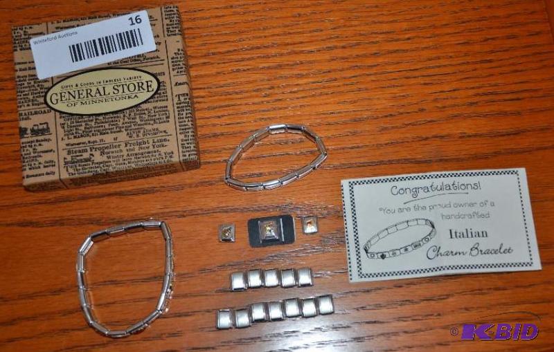 lot 16 image: Two Italian Charm Bracelets with extra links....