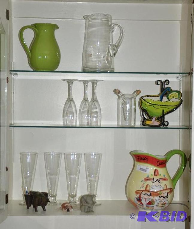 lot 162 image: Three shelves of glassware, water pitchers, w...