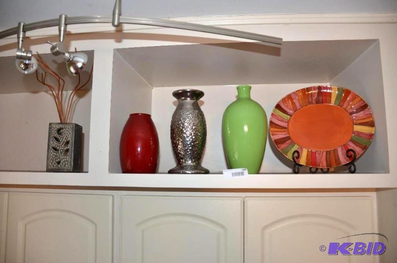 lot 166 image: 4 vases & 1 glass plate...