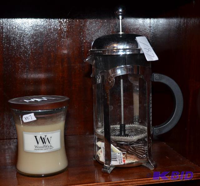 lot 187 image: Starbucks coffee press, candle...